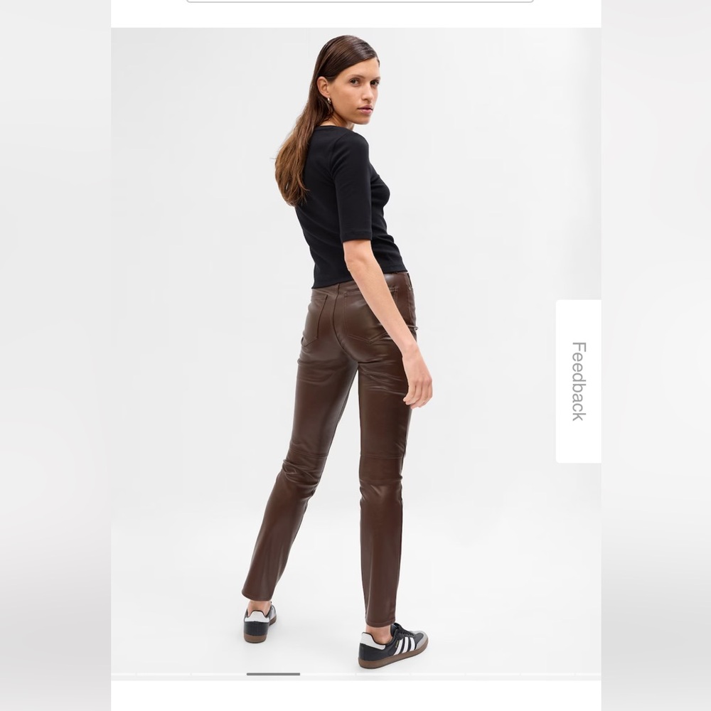 GAP Vintage Straight High Rise faux leather pant in Espresso size 6 EUC